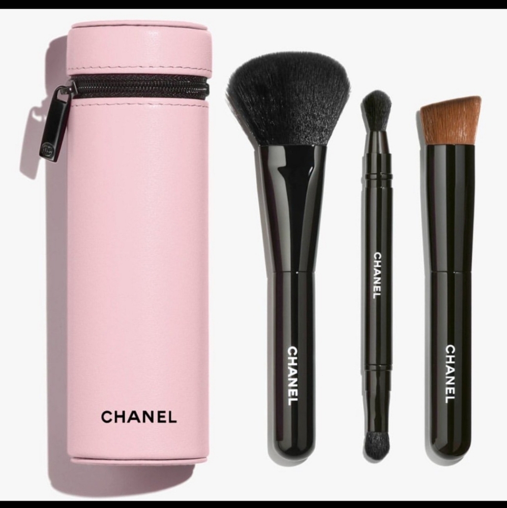 Chanel Pink Makeup Brush Set with Case